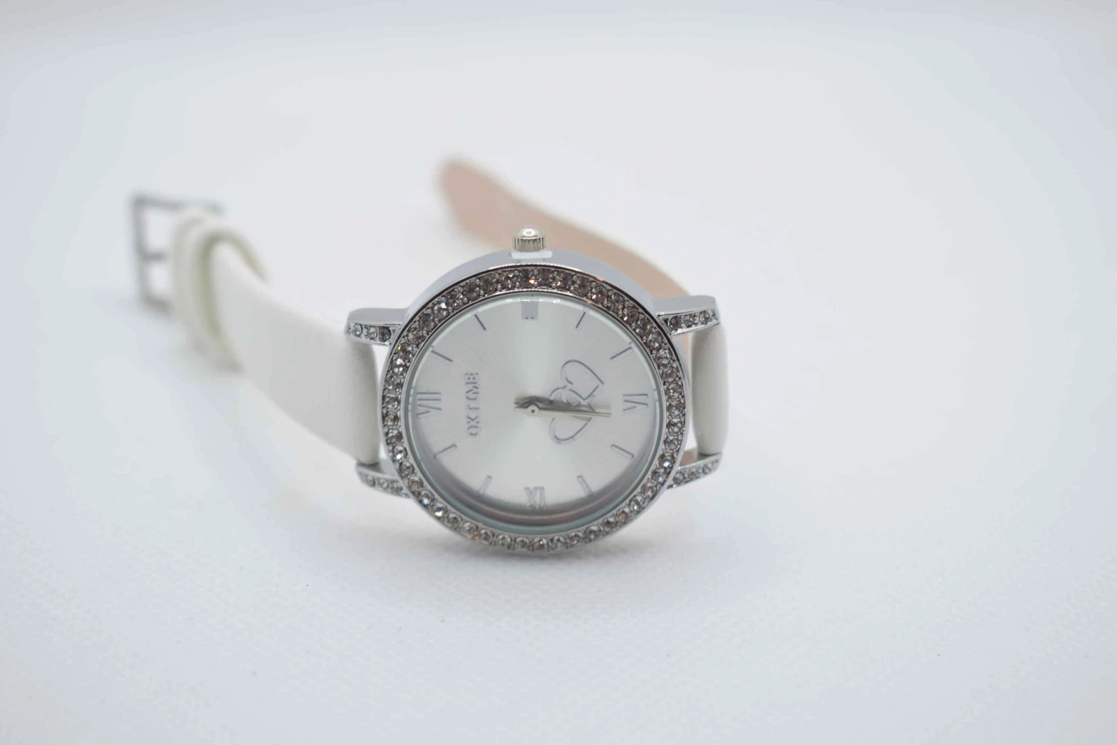 OROLOGIO CINGHIA CUOIO BIANCO QUADRANTE BIANCO DOPPIO CUORE