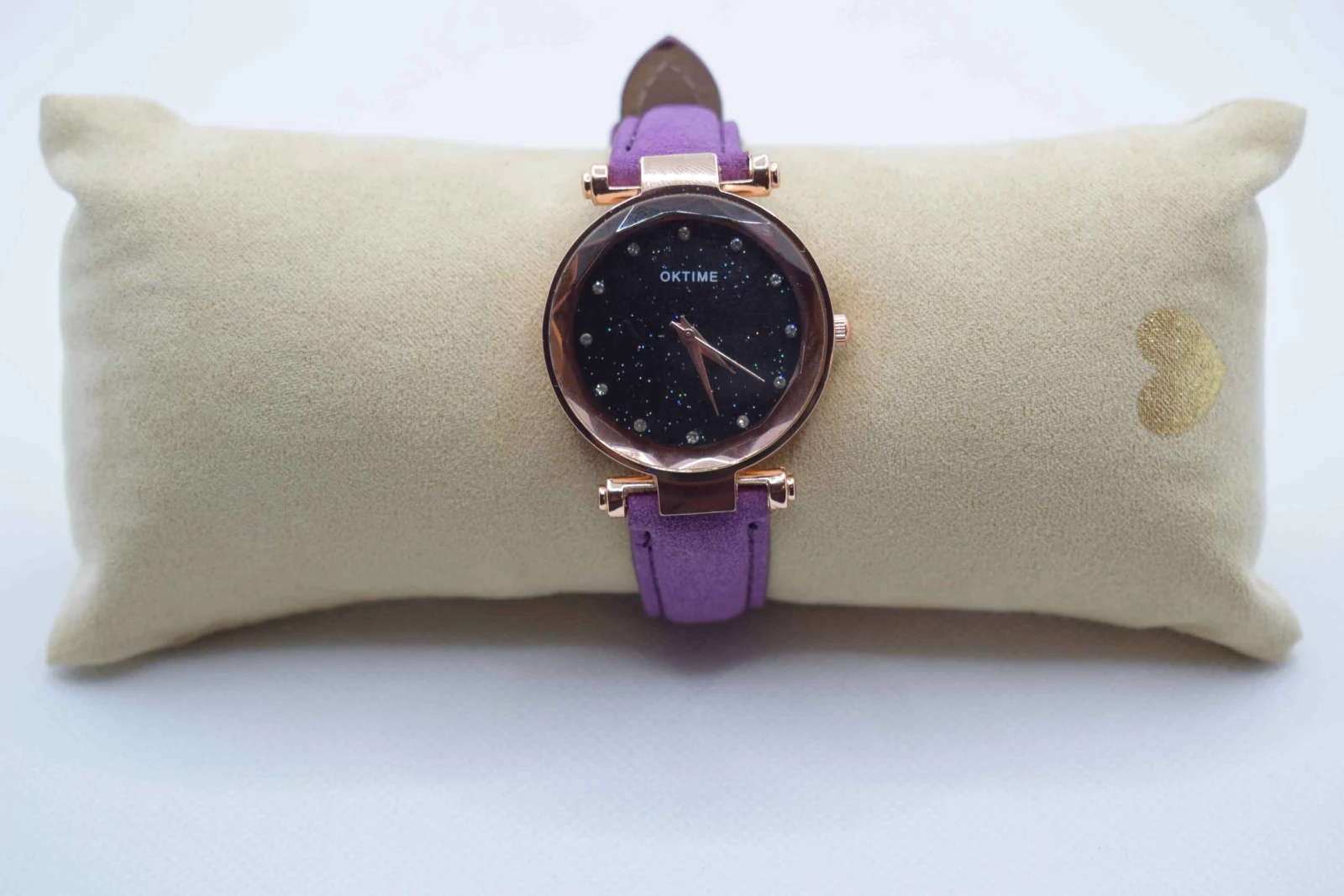 OROLOGIO CINGHIA CUOIO VIOLA QUADRANTE NERO BRILLANTINATO