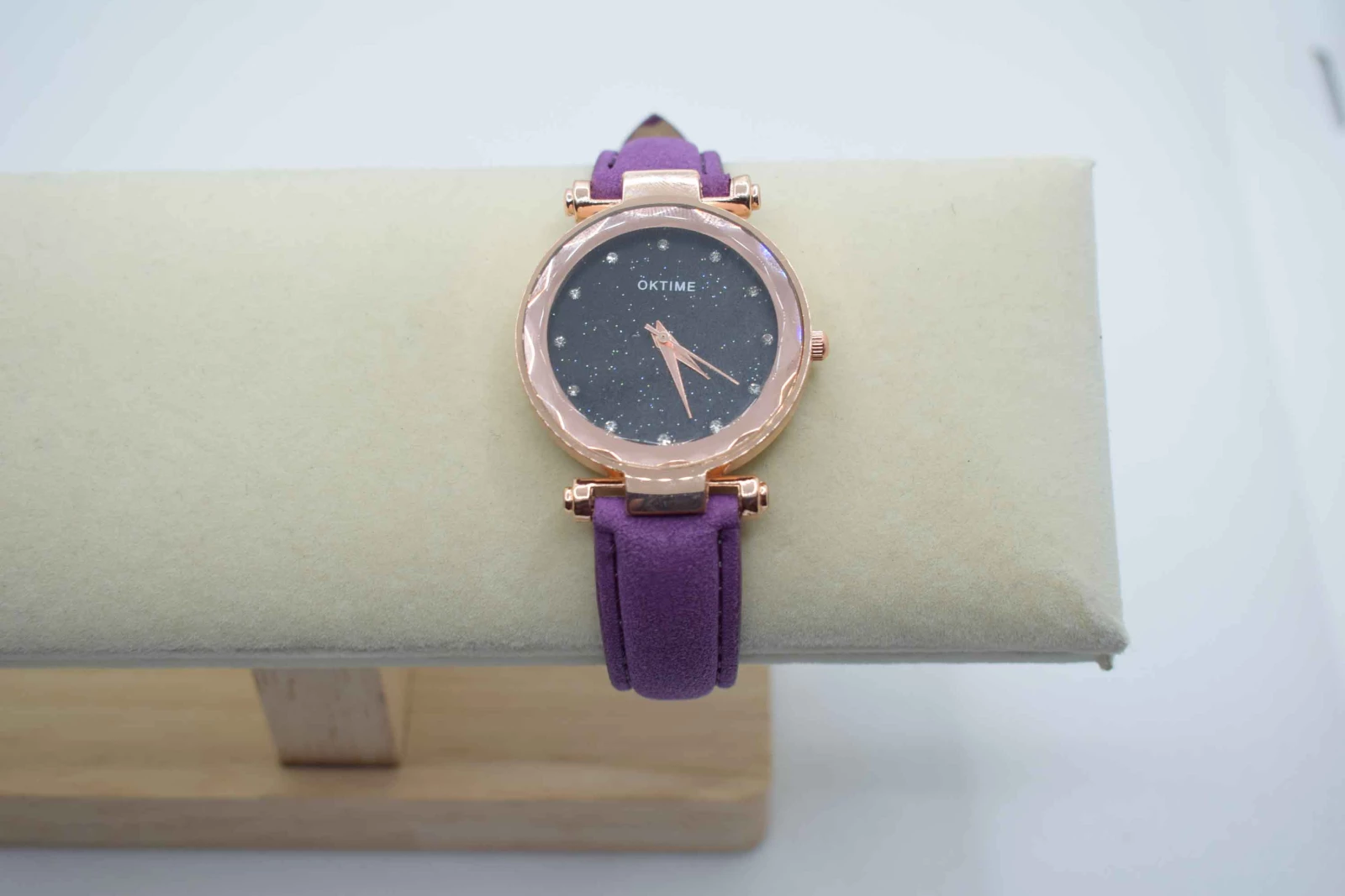 OROLOGIO CINGHIA CUOIO VIOLA QUADRANTE NERO BRILLANTINATO