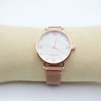 OROLOGIO CINGHIA IN ACCIAIO ROSA CALAMITA E QUADRANTE BIANCO RAGGI
