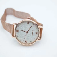 OROLOGIO CINGHIA IN ACCIAIO ROSA CALAMITA E QUADRANTE BIANCO RAGGI
