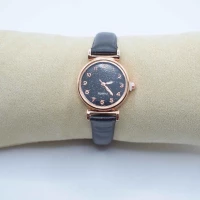 OROLOGIO CINGHIA CUOIO NERO QUADRANTE NERO BRILLANTINATO ORO ROSA