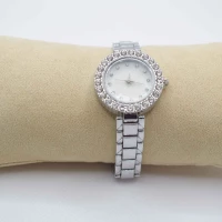OROLOGIO CINGHIA MAGLIE ACCIAIO ARGENTO QUADRANTE BIANCO BRILLANTINO ZIRCONI
