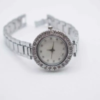 OROLOGIO CINGHIA MAGLIE ACCIAIO ARGENTO QUADRANTE BIANCO BRILLANTINO ZIRCONI