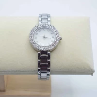 OROLOGIO CINGHIA MAGLIE ACCIAIO ARGENTO QUADRANTE BIANCO BRILLANTINO ZIRCONI