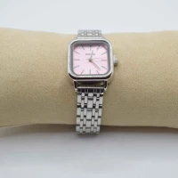 OROLOGIO CINGHIA MAGLIE ACCIAIO ARGENTO QUADRANTE ROSA QUADRATO