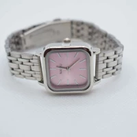 OROLOGIO CINGHIA MAGLIE ACCIAIO ARGENTO QUADRANTE ROSA QUADRATO