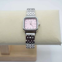 OROLOGIO CINGHIA MAGLIE ACCIAIO ARGENTO QUADRANTE ROSA QUADRATO