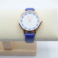 OROLOGIO CINGHIA CUOIO BLU QUADRANTE BIANCO CONTORNO BLU