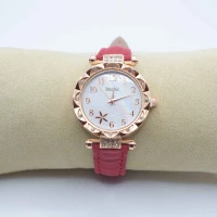 OROLOGIO CINGHIA CUOIO ROSSO QUADRANTE BIANCO ORO ROSA STRASS
