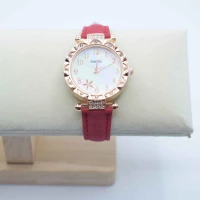 OROLOGIO CINGHIA CUOIO ROSSO QUADRANTE BIANCO ORO ROSA STRASS