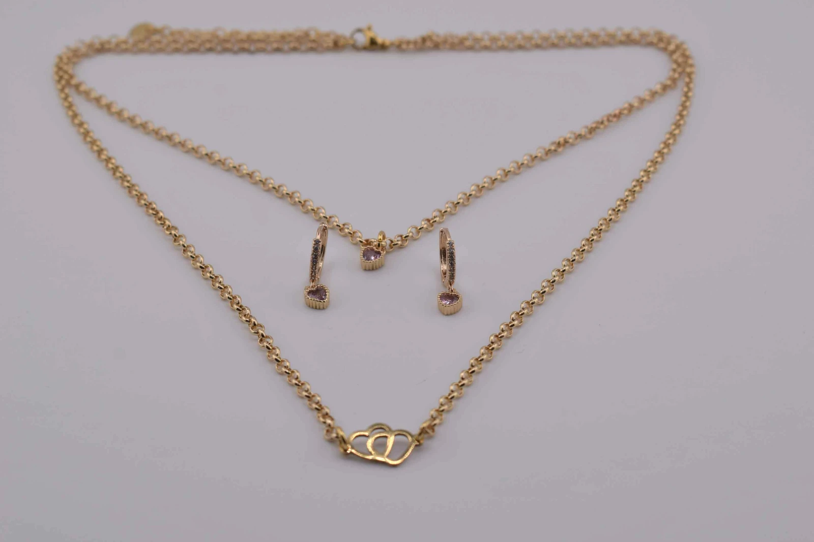 SET CUORE DIAMANTE VIOLA ORO (CLL130+RCC114)