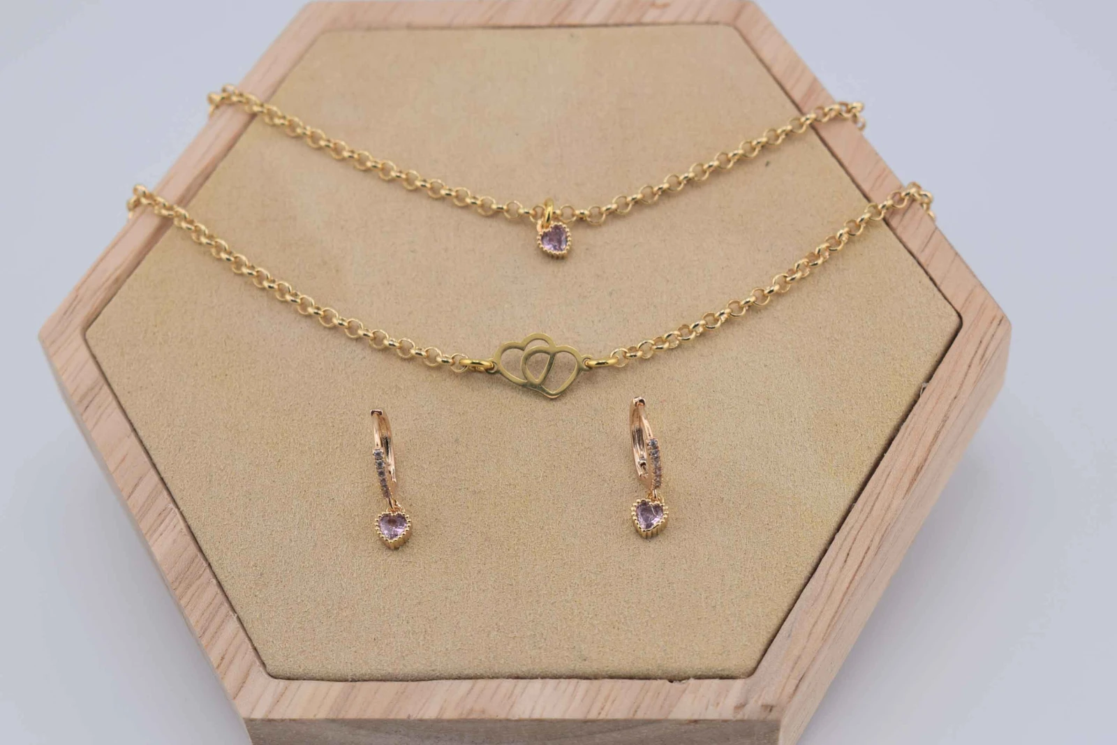 SET CUORE DIAMANTE VIOLA ORO (CLL130+RCC114)