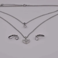 SET CUORE DIAMANTE STRASS ARGENTO (CLL132+RCC115)