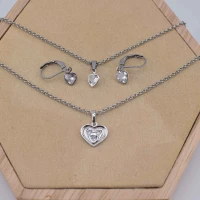 SET CUORE DIAMANTE STRASS ARGENTO (CLL132+RCC115)