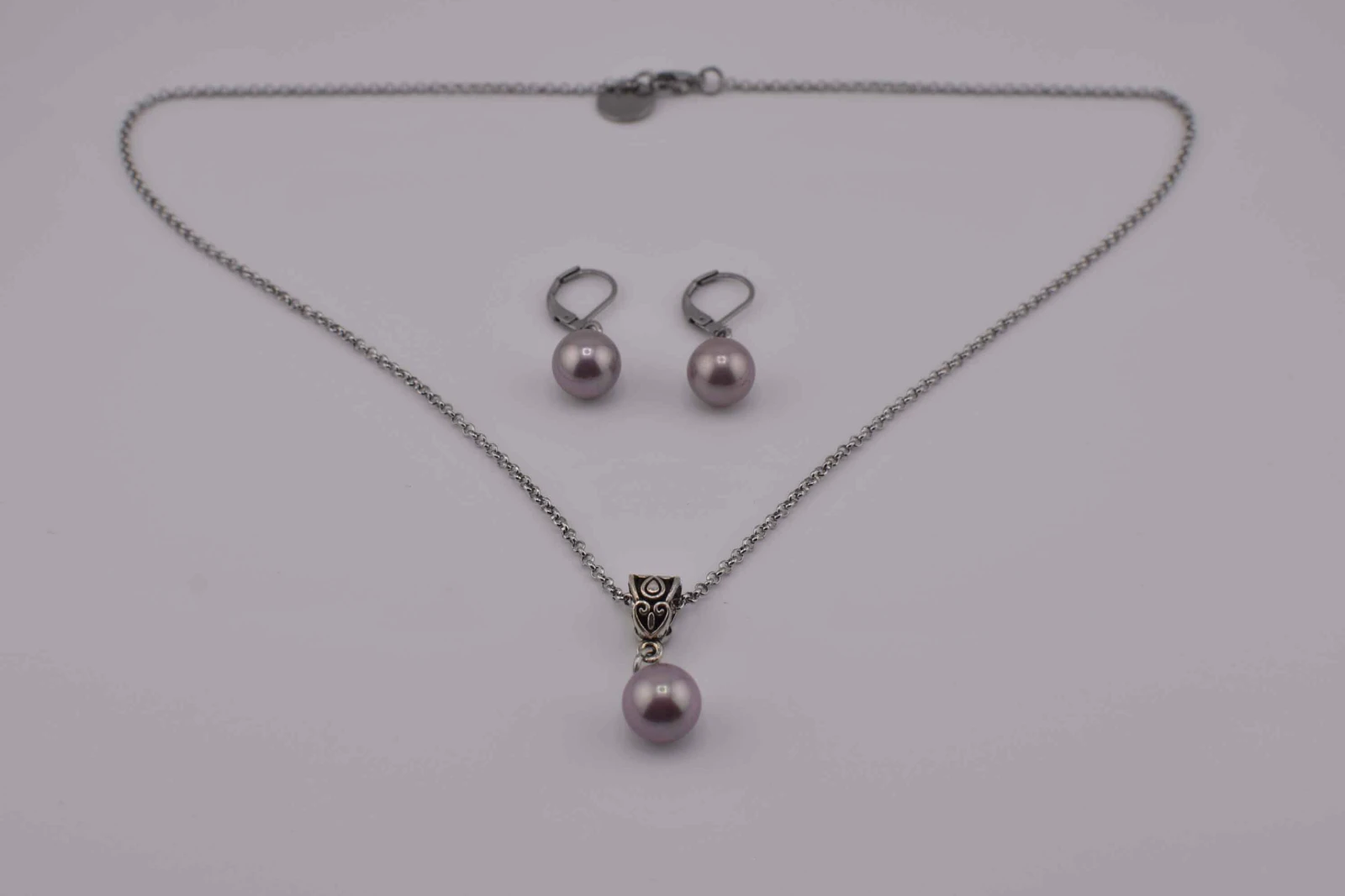 SET CIONDOLO MONOPERLA VIOLA ARGENTO (CLL148+RCC121)