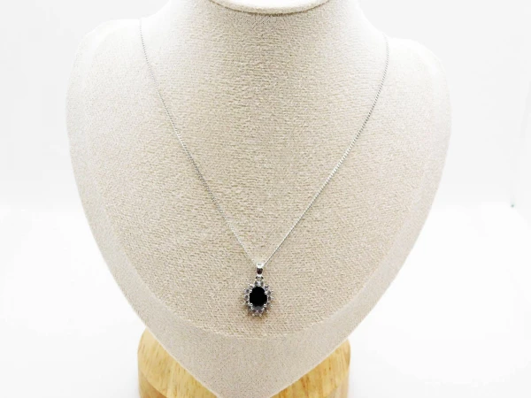 COLLANA CIONDOLO STRASS CON PIETRA NERA