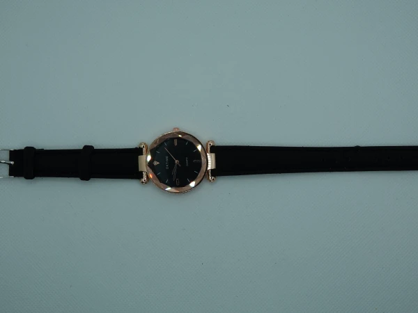 OROLOGIO NERO CON QUADRANTE ORO ROSA