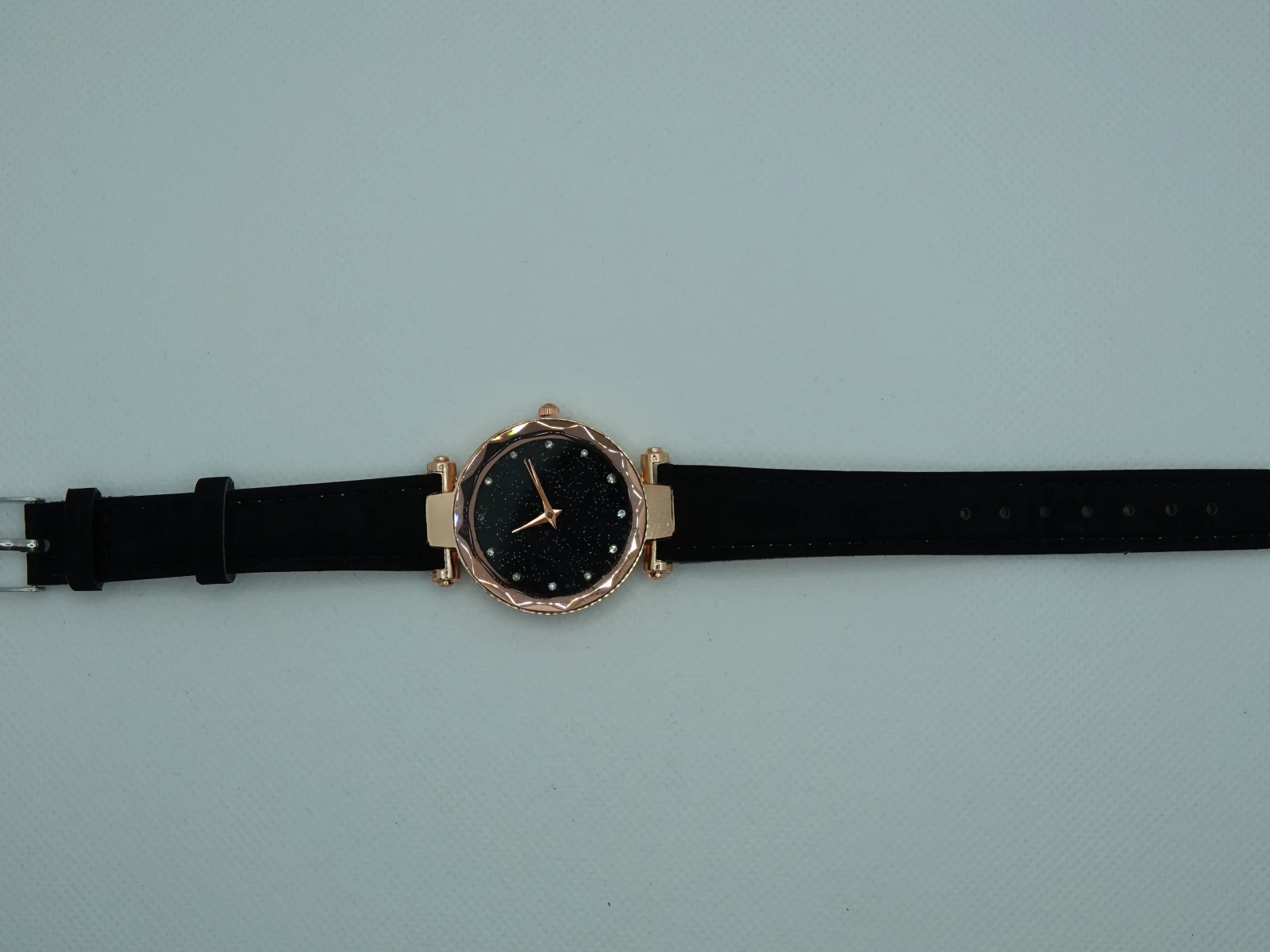 OROLOGIO NERO CON QUADRANTE ORO ROSA 2