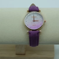 OROLOGIO CON CINGHIA VIOLA SCURO E QUADRANTE BRILLANTINATO