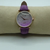 OROLOGIO CON CINGHIA VIOLA SCURO E QUADRANTE BRILLANTINATO