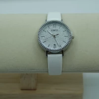 OROLOGIO CON CINGHIA BIANCA E QUADRANTE BIANCO BRILLANTINATO