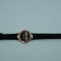 OROLOGIO CON CINGHIA NERA E QUADRANTE CON CIGNO STRASS