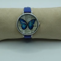 OROLOGIO CON CINGHIA BLU E QUADRANTE CON FARFALLA BLU