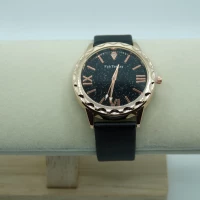 OROLOGIO CON CINGHIA NERA E QUADRANTE NERO BRILLANTINATO