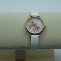 OROLOGIO CON CINGHIA BIANCA E QUADRANTE BIANCO CON FARFALLA
