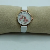OROLOGIO CON CINGHIA BIANCA E QUADRANTE BIANCO CON FARFALLA
