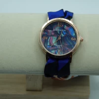 OROLOGIO CON CINGHIA IN TESSUTO BLU SCURO E QUADRANTE BLU SCURO