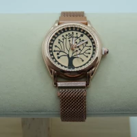 OROLOGIO CON CINGHIA IN ACCIAIO ROSA E QUADRANTE CON ALBERO DELLA VITA